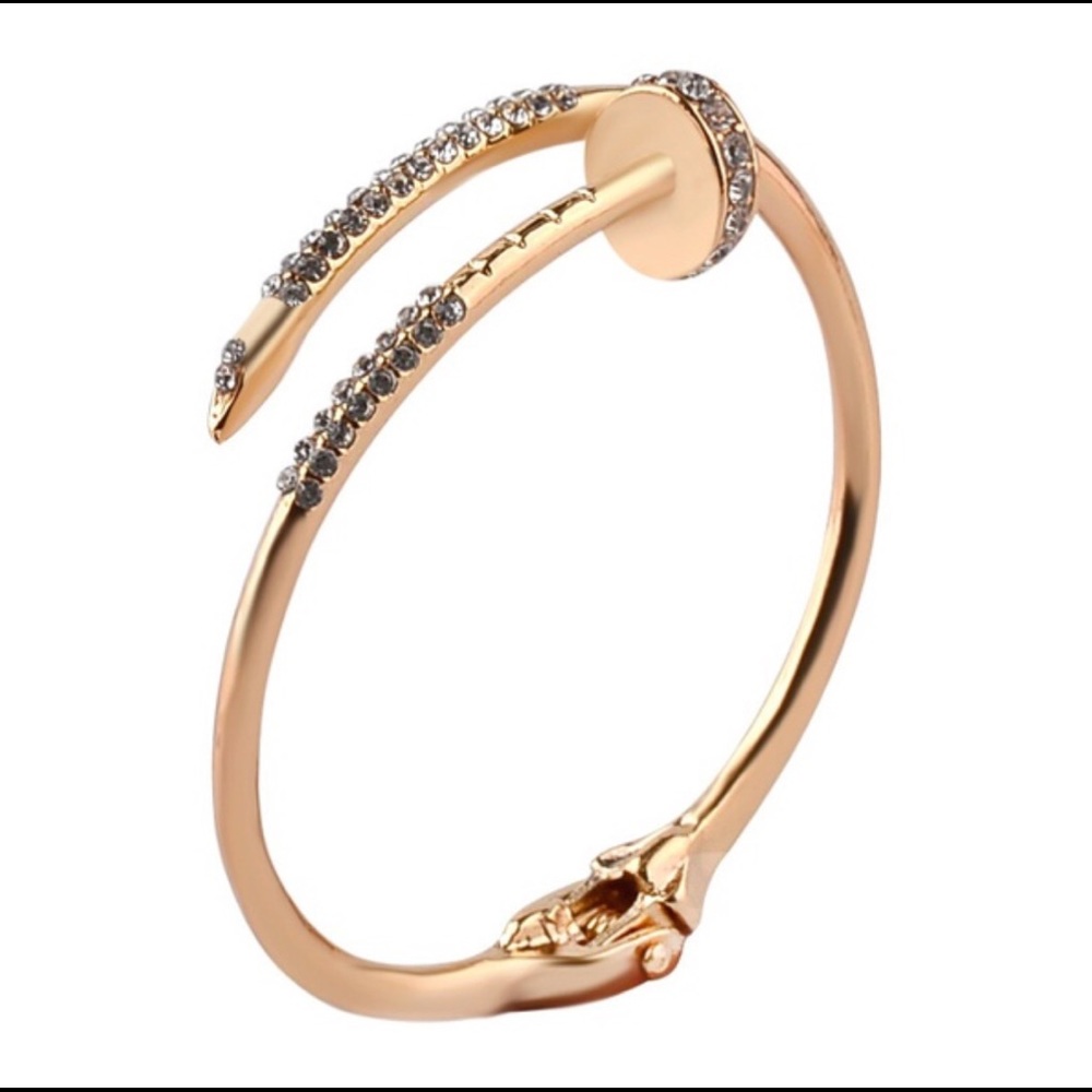 Hot🌶GOLD nail bracelet with rhinestones. Stack’m - Picture 4 of 8